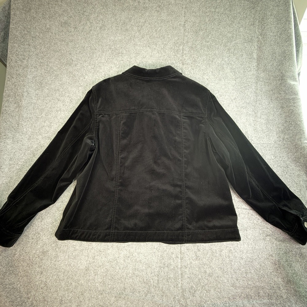 Black Velvet Button‎ Front Jacket Women's XL Western Shacket - Picture 4 of 7